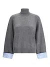 Brunello Cucinelli High Collar Knit Sweater In Gray