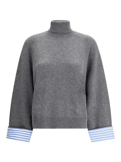 BRUNELLO CUCINELLI STRIPED-CUFF ROLL-NECK SWEATER