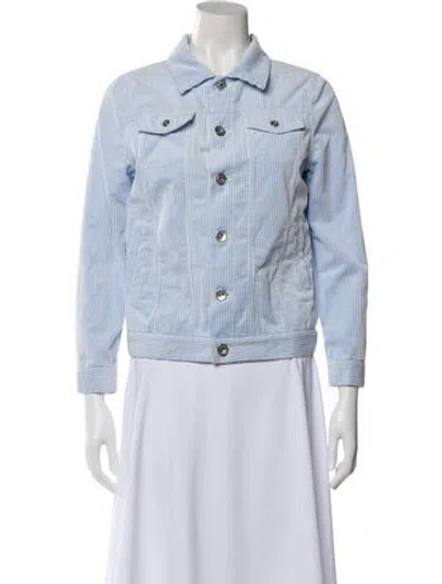 Pre-owned Brunello Cucinelli Striped Denim Jacket In Blue