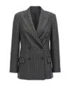 Brunello Cucinelli Women's 'chevron Wool Carded Techno Jacket' In Black