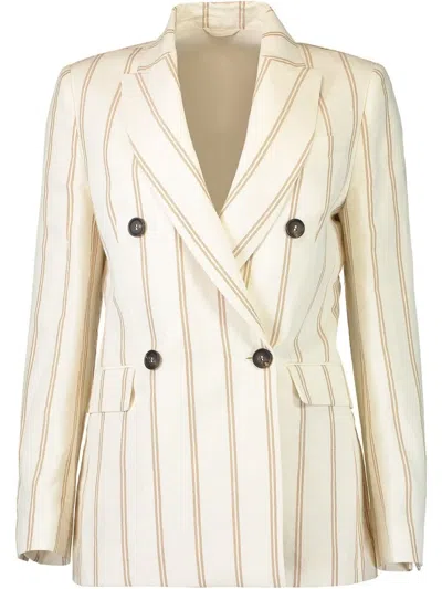 BRUNELLO CUCINELLI STRIPED DOUBLE-BREASTED BLAZER
