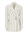 Brunello Cucinelli Striped Double-breasted Blazer In White