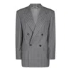 Brunello Cucinelli Pinstripe Double-breasted Blazer In Grey