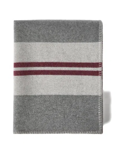 Brunello Cucinelli Striped Double-cloth Throw Blanket In Gray