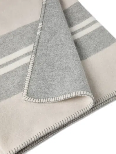 Brunello Cucinelli Striped Double-cloth Throw Blanket In Neutral