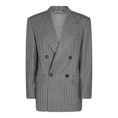 Brunello Cucinelli Striped Double In Grey