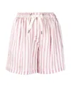 Brunello Cucinelli Striped Drawstring Mini Shorts In Pink
