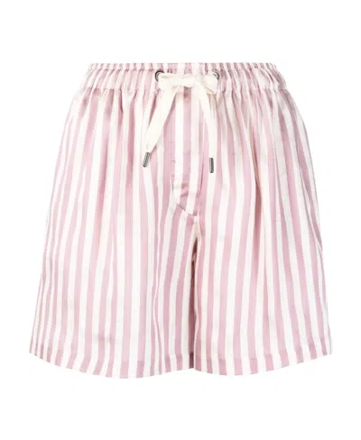 BRUNELLO CUCINELLI STRIPED DRAWSTRING MINI SHORTS