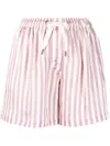 Brunello Cucinelli Striped Drawstring Mini Shorts In Rosa