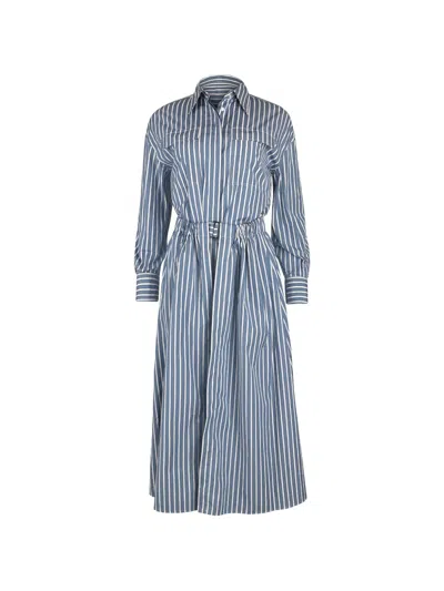 Brunello Cucinelli Striped Dress In Blue
