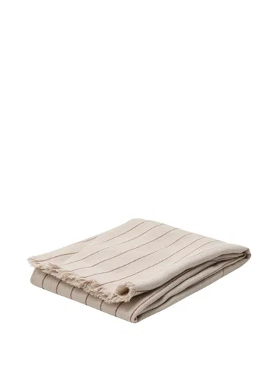 Brunello Cucinelli Striped Frayed Scarf In Neutral