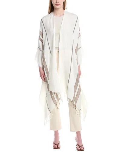 Brunello Cucinelli Striped Fringed Linen Poncho