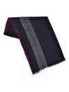 Brunello Cucinelli Striped Fringed Scarf In Blue