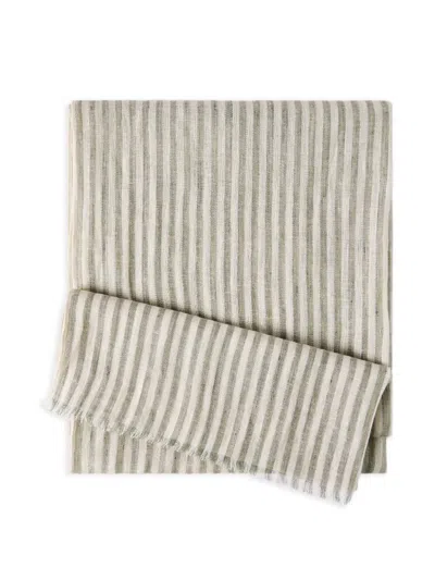 Brunello Cucinelli Striped Fringed Scarf In Brown
