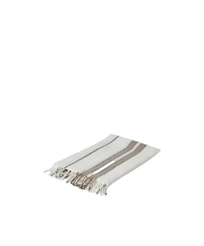 Brunello Cucinelli Striped Fringed Towel In White