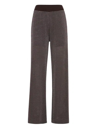 BRUNELLO CUCINELLI STRIPED HIGH-WAISTED TROUSERS