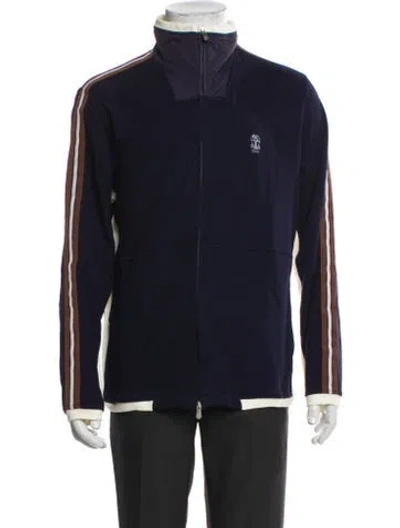 Pre-owned Brunello Cucinelli Striped Jacket In Blue