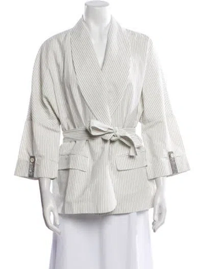 Pre-owned Brunello Cucinelli Striped Jacket In White