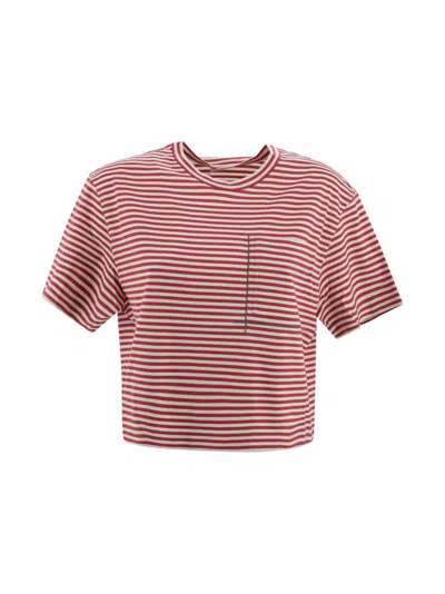 Brunello Cucinelli Striped Jersey Cropped T-shirt In Multi