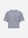 Brunello Cucinelli Striped Jersey Shiny Pocket Detail Crop T-shirt