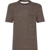 Brunello Cucinelli T-shirt Linen Stretch Striped Pattern In Brown