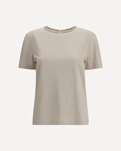 Brunello Cucinelli Women Striped Jersey T-shirt In Neutral