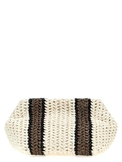 Brunello Cucinelli Striped Jute Clutch In Multicolor