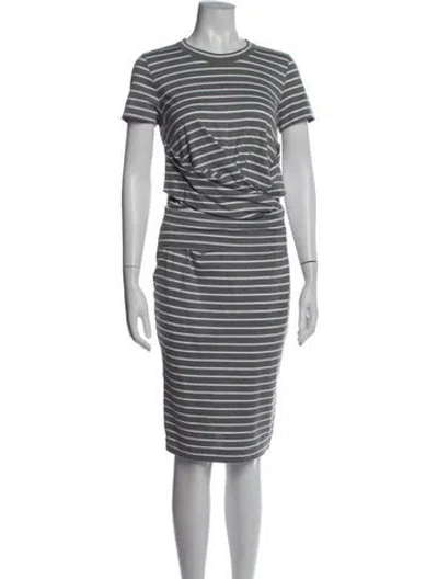 Pre-owned Brunello Cucinelli Striped Knee-length Dress In Gray