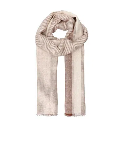 Brunello Cucinelli Striped Knit Scarf In White
