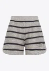Brunello Cucinelli Striped Knit Short In Gray