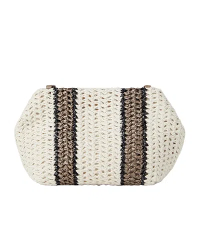 Brunello Cucinelli Striped Knit Shoulder Bag In White