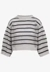 Brunello Cucinelli Striped Knit Sweater In Beige