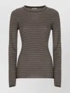 Brunello Cucinelli Striped Knit Sweater Ribbed Texture In Gray
