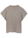 Brunello Cucinelli Short-sleeve Striped Crewneck T-shirt In Brown