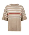 Brunello Cucinelli Round Neck Short Sleeves Sweater In Nude