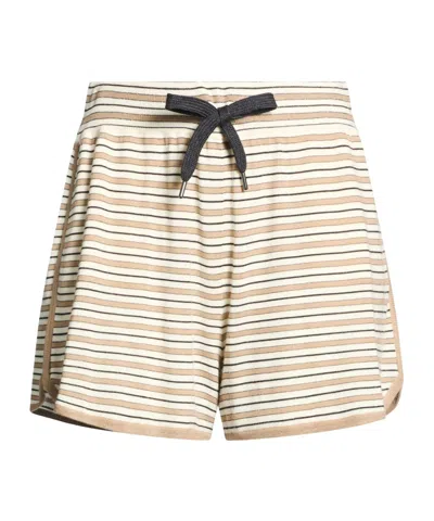 Brunello Cucinelli Striped Knitted Shorts In Neutral