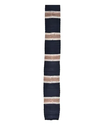 Brunello Cucinelli Striped Knitted Tie In Black