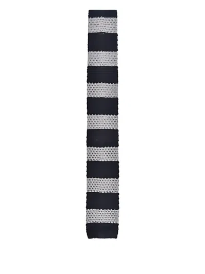 Brunello Cucinelli Striped Knitted Tie In Black