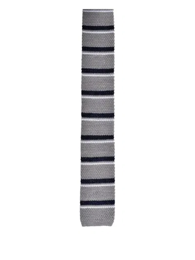 Brunello Cucinelli Striped Knitted Tie In Gray