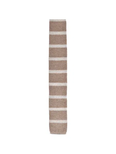 Brunello Cucinelli Striped Knitted Tie In Gray