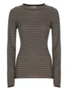 Brunello Cucinelli Striped Knit Sweater Ribbed Texture In Black