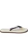 Brunello Cucinelli Striped Leather Flip Flops In Blue