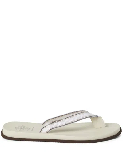 BRUNELLO CUCINELLI STRIPED LEATHER FLIP FLOPS