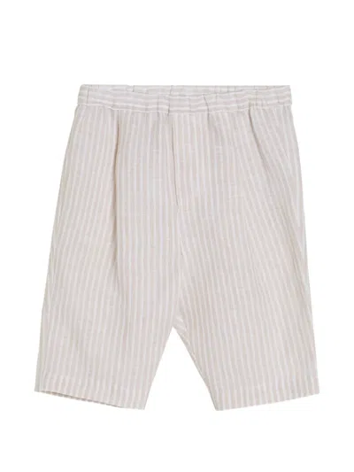 Brunello Cucinelli Striped Lightweight Linen Baby Bernie Trousers In Multi