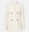 Brunello Cucinelli Striped Linen-cotton Double-breasted Blazer In Panama/camel