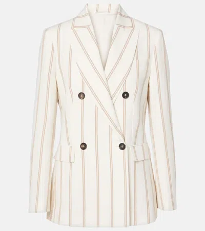BRUNELLO CUCINELLI STRIPED LINEN AND COTTON BLAZER