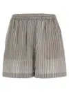 Brunello Cucinelli Striped Linen Bermuda Shorts Bermuda And Short In Multi