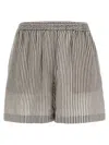 Brunello Cucinelli Striped Linen Bermuda Shorts Bermuda And Short In Multicolor
