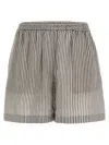 Brunello Cucinelli Striped Linen Bermuda Shorts Bermuda And Short In Multicolor