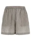 Brunello Cucinelli Striped Linen Bermuda Shorts Bermuda And Short In Multicolor